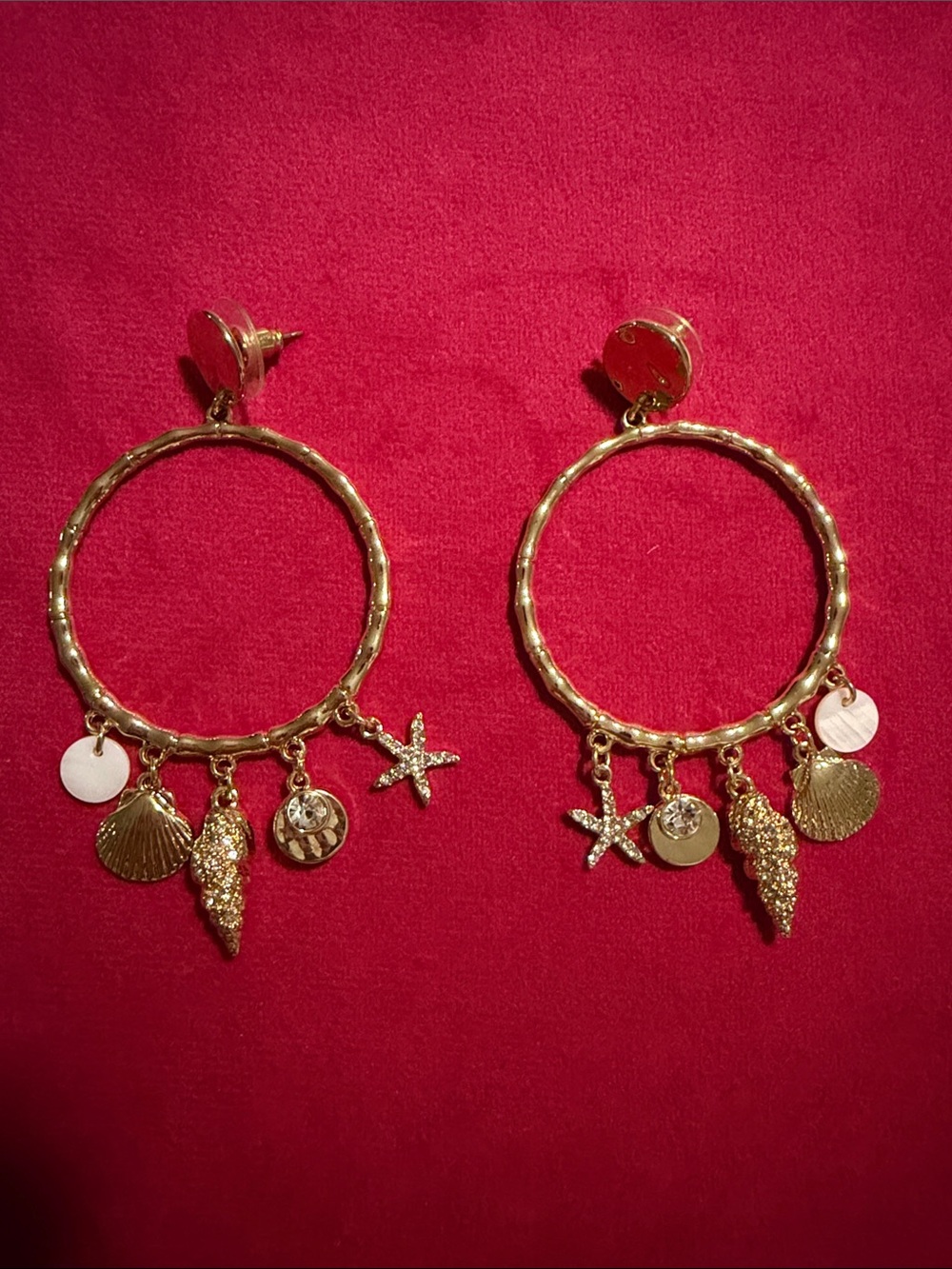Lilly Pulitzer Gold Sea Charm Hoop Earrings